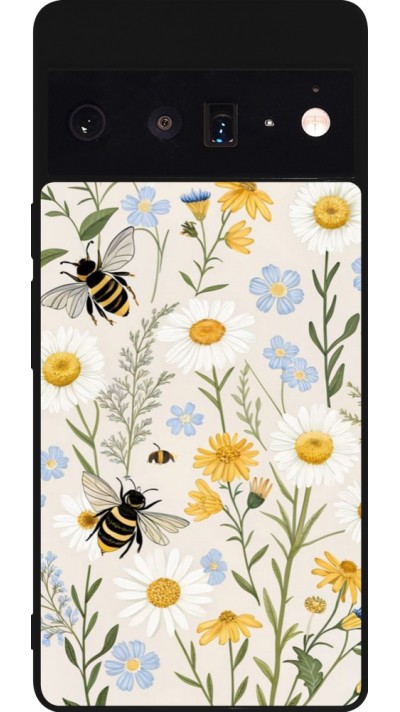 Google Pixel 6 Pro Case Hülle - Silikon schwarz Pattern bees Spring 2026