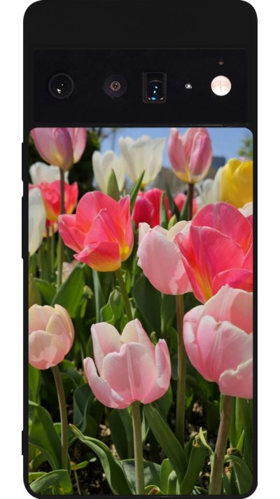Google Pixel 6 Pro Case Hülle - Silikon schwarz Tulips Spring 2026