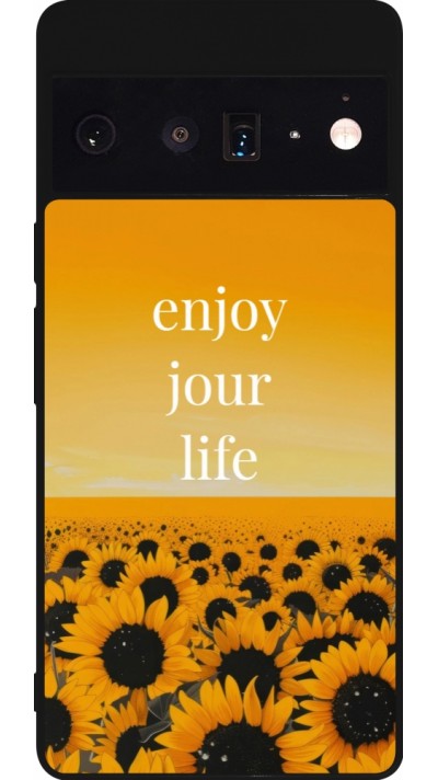Coque Google Pixel 6 Pro - Silicone rigide noir Summer 2025 Enjoy your life