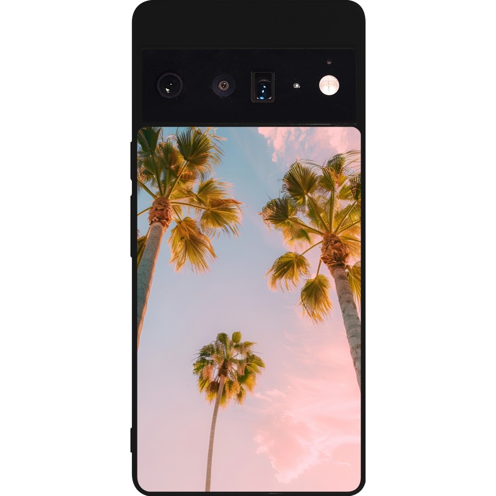 Google Pixel 6 Pro Case Hülle - Silikon schwarz Summer 2025 Palmiers
