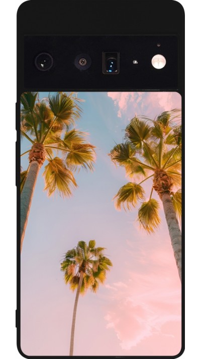 Coque Google Pixel 6 Pro - Silicone rigide noir Summer 2025 Palmiers