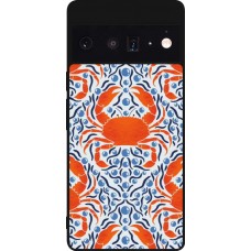 Coque Google Pixel 6 Pro - Silicone rigide noir Crabs and pearls Summer 2026