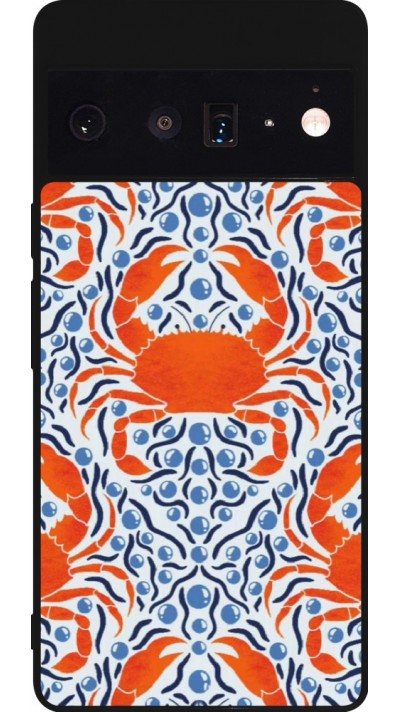 Coque Google Pixel 6 Pro - Silicone rigide noir Crabs and pearls Summer 2026