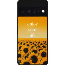 Google Pixel 6 Pro Case Hülle - Silikon schwarz Summer 2026 Enjoy your life