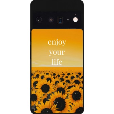 Google Pixel 6 Pro Case Hülle - Silikon schwarz Summer 2026 Enjoy your life