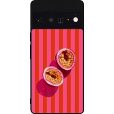 Coque Google Pixel 6 Pro - Silicone rigide noir Passion fruit Summer 2026