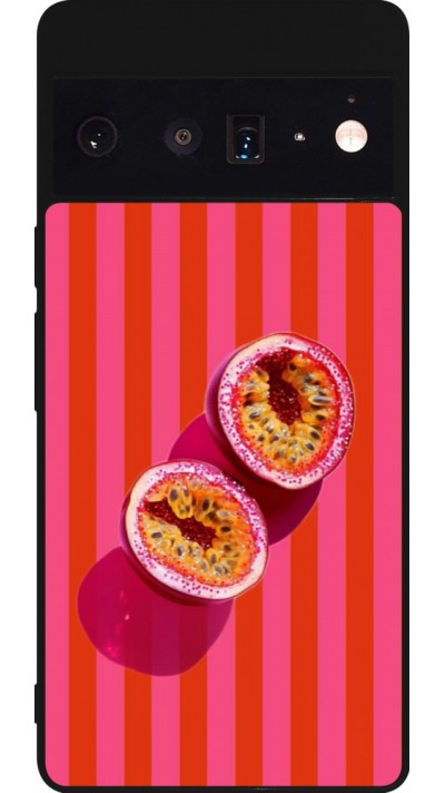 Coque Google Pixel 6 Pro - Silicone rigide noir Passion fruit Summer 2026