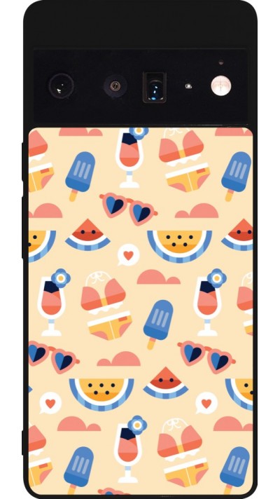 Coque Google Pixel 6 Pro - Silicone rigide noir Pattern Summer 2026