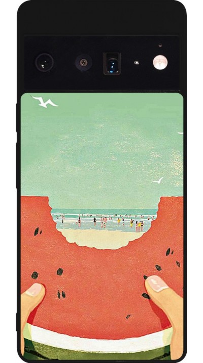 Coque Google Pixel 6 Pro - Silicone rigide noir Views through a watermelon Summer 2026