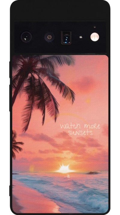 Coque Google Pixel 6 Pro - Silicone rigide noir Watch more sunsets Summer 2026