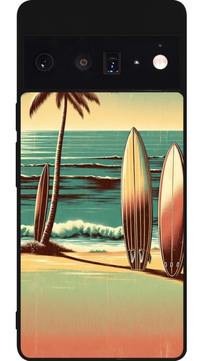 Coque Google Pixel 6 Pro - Silicone rigide noir Surf Paradise