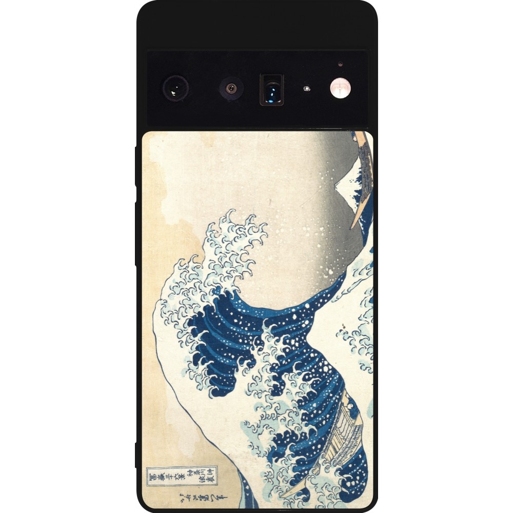 Coque Google Pixel 6 Pro - Silicone rigide noir Tableau art - La Grande Vague de Kanagawa - Hokusai