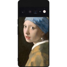 Coque Google Pixel 6 Pro - Silicone rigide noir Tableau art - La Jeune fille à la perle - Johannes Vermeer