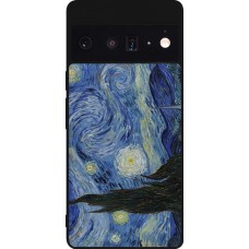 Coque Google Pixel 6 Pro - Silicone rigide noir Tableau art - La Nuit étoilée - Van Gogh