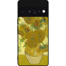 Coque Google Pixel 6 Pro - Silicone rigide noir Tableau art - Les Tournesols - Van Gogh