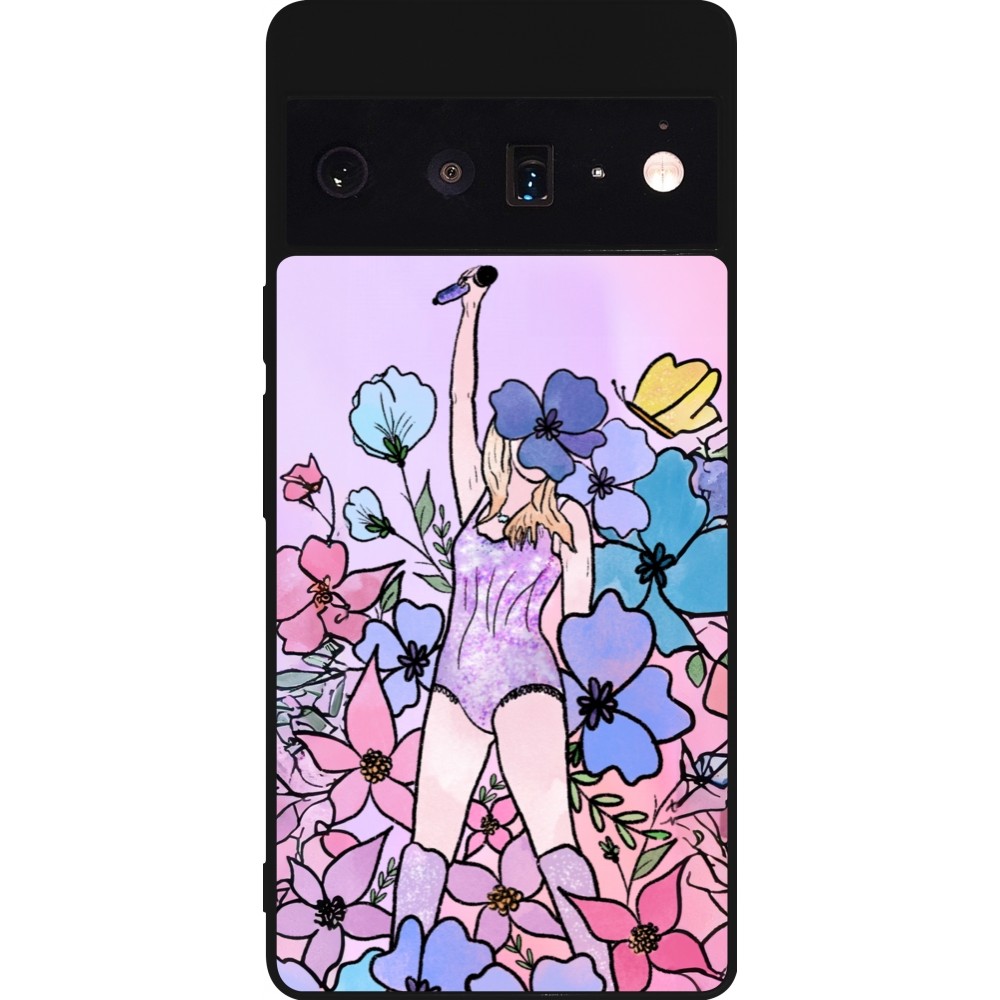 Coque Google Pixel 6 Pro - Silicone rigide noir Taylor Swift Sketch - Pink