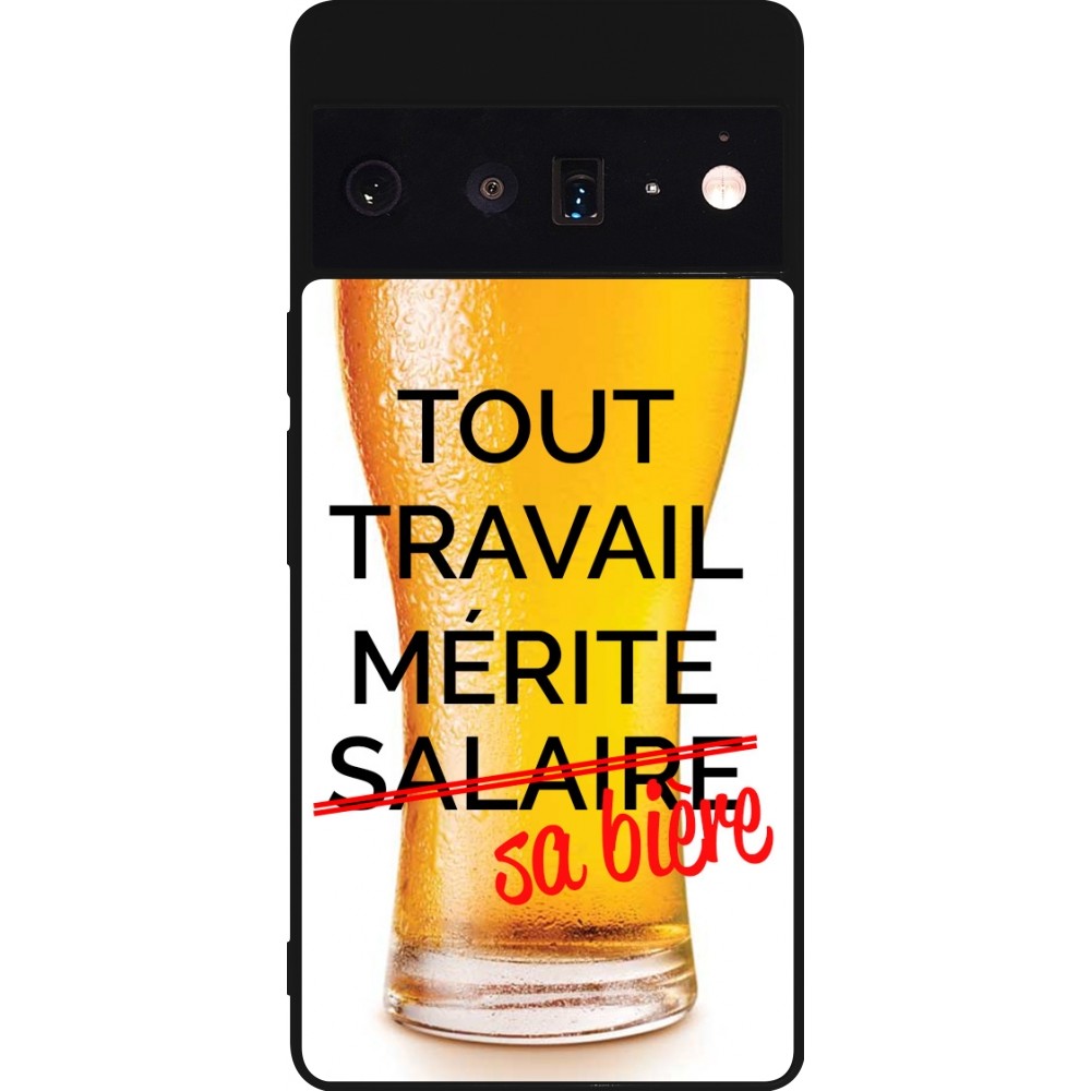 Google Pixel 6 Pro Case Hülle - Silikon schwarz Tout travail mérite sa bière