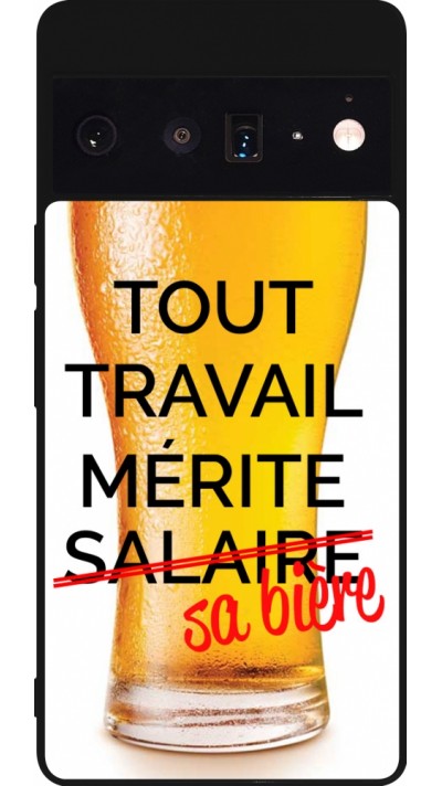 Google Pixel 6 Pro Case Hülle - Silikon schwarz Tout travail mérite sa bière