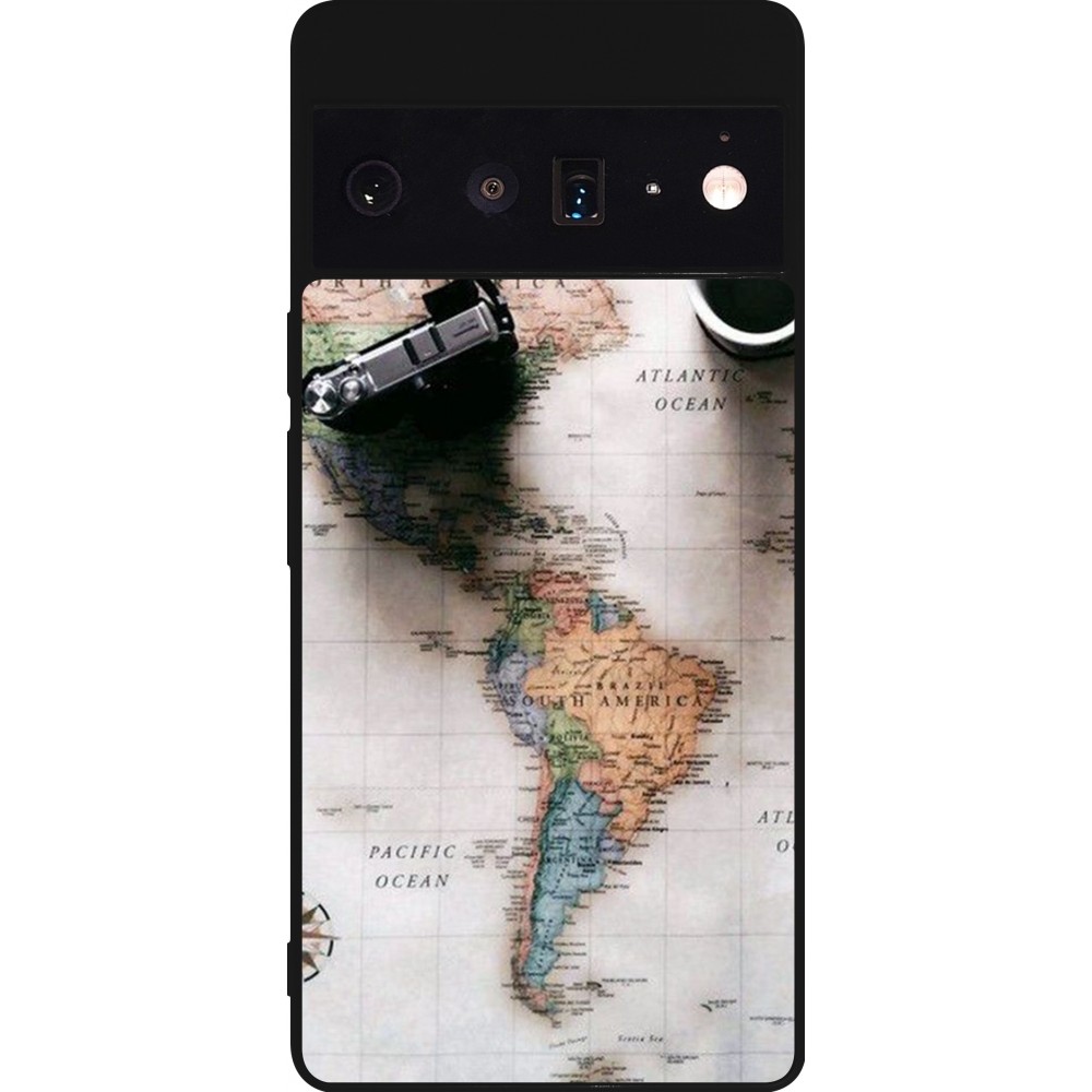 Google Pixel 6 Pro Case Hülle - Silikon schwarz Travel 01