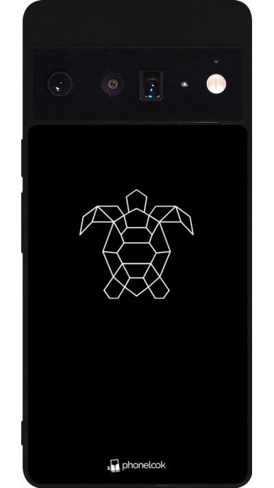 Coque Google Pixel 6 Pro - Silicone rigide noir Turtles lines on black