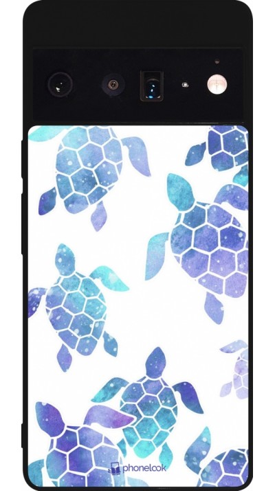 Coque Google Pixel 6 Pro - Silicone rigide noir Turtles pattern watercolor