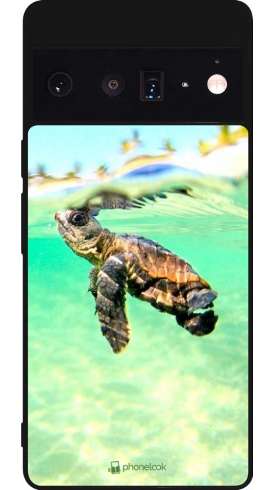 Coque Google Pixel 6 Pro - Silicone rigide noir Turtle Underwater