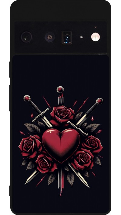 Coque Google Pixel 6 Pro - Silicone rigide noir Valentine 2024 gothic love