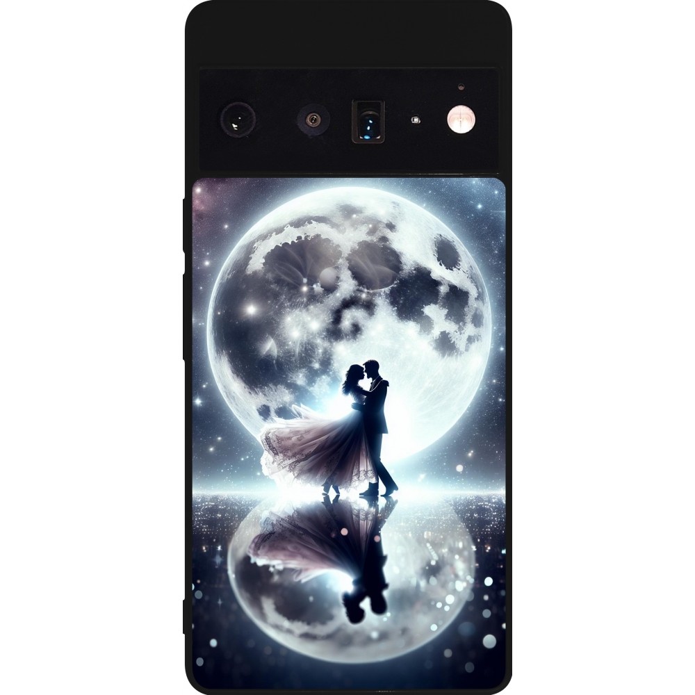 Google Pixel 6 Pro Case Hülle - Silikon schwarz Valentin 2024 Liebe unter dem Mond