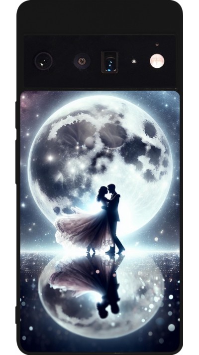 Coque Google Pixel 6 Pro - Silicone rigide noir Valentine 2024 Love under the moon