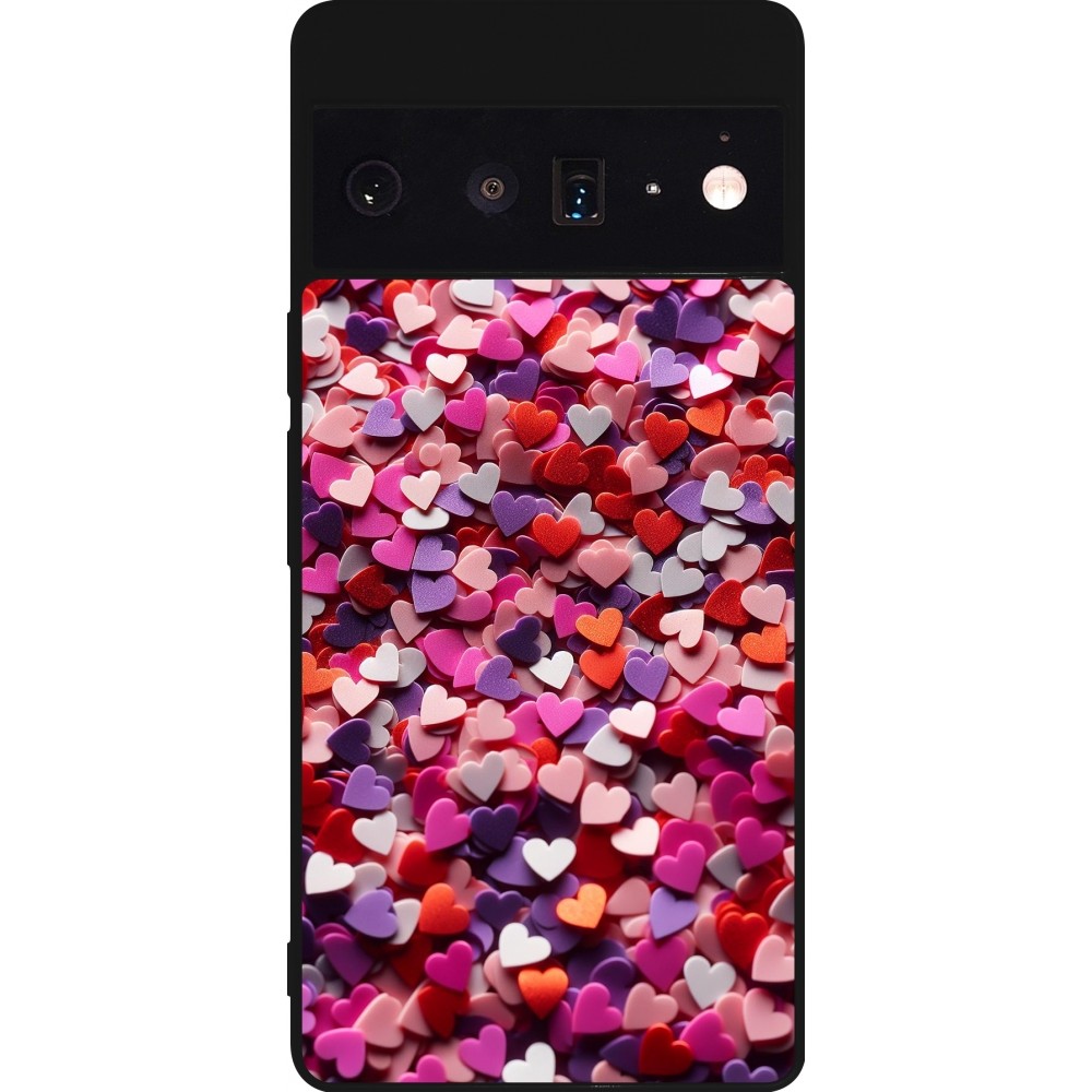 Google Pixel 6 Pro Case Hülle - Silikon schwarz Valentin 2025 Konfetti