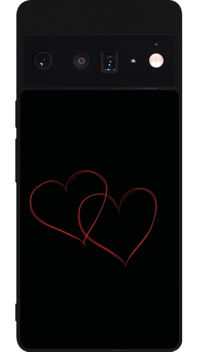 Coque Google Pixel 6 Pro - Silicone rigide noir Valentine 2023 attached heart
