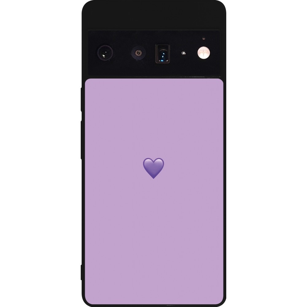 Google Pixel 6 Pro Case Hülle - Silikon schwarz Valentine 2023 purpule single heart