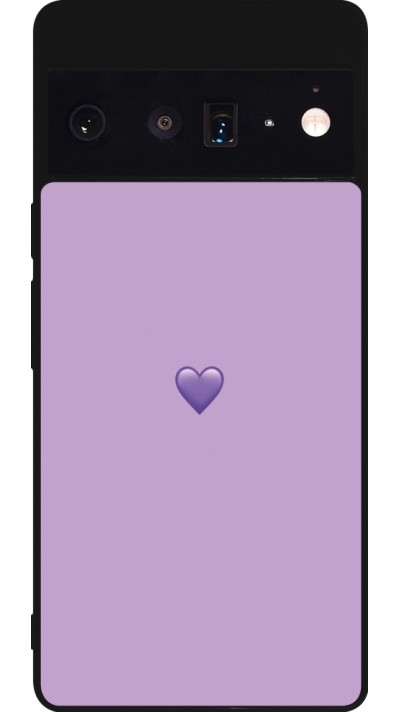 Coque Google Pixel 6 Pro - Silicone rigide noir Valentine 2023 purpule single heart