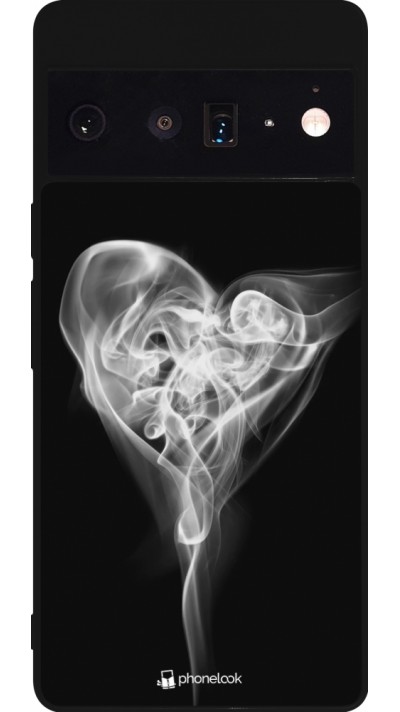 Coque Google Pixel 6 Pro - Silicone rigide noir Valentine 2022 Black Smoke