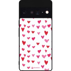Coque Google Pixel 6 Pro - Silicone rigide noir Valentine 2022 Many pink hearts