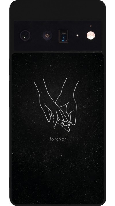 Google Pixel 6 Pro Case Hülle - Silikon schwarz Valentine 2023 hands forever