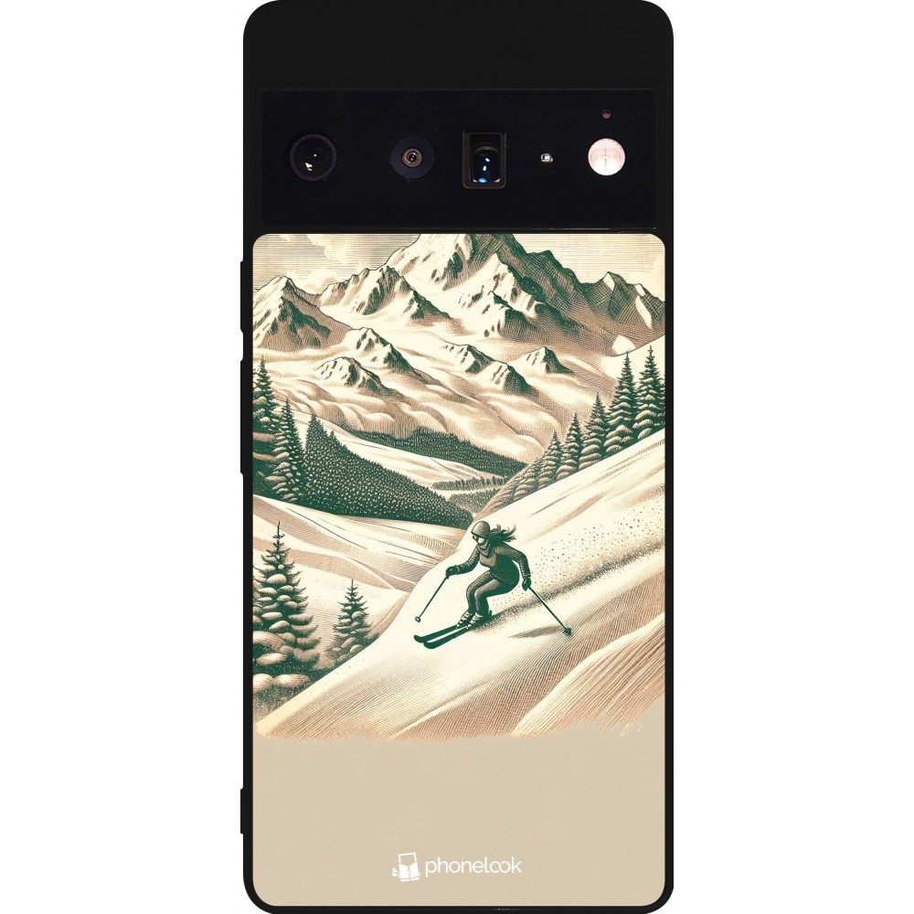 Google Pixel 6 Pro Case Hülle - Silikon schwarz Vintage Skiberg