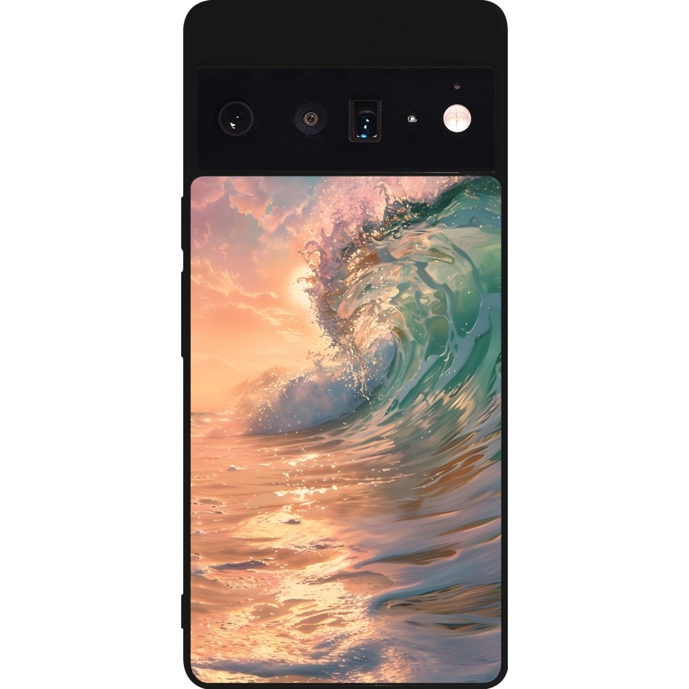 Google Pixel 6 Pro Case Hülle - Silikon schwarz Wave Sunset