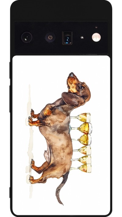 Google Pixel 6 Pro Case Hülle - Silikon schwarz Wine Teckel
