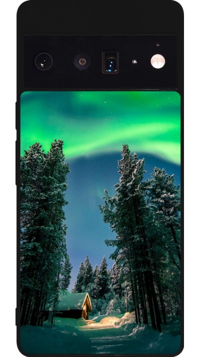 Coque Google Pixel 6 Pro - Silicone rigide noir Winter 22 Northern Lights