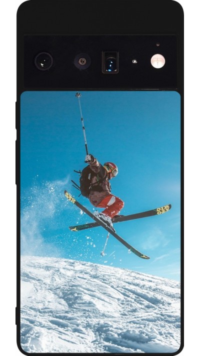 Coque Google Pixel 6 Pro - Silicone rigide noir Winter 22 Ski Jump
