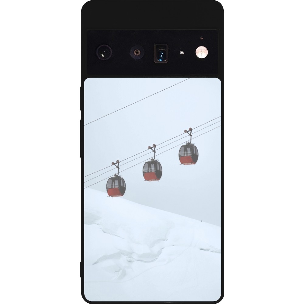 Google Pixel 6 Pro Case Hülle - Silikon schwarz Winter 22 ski lift