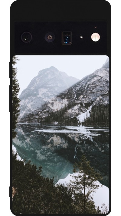 Coque Google Pixel 6 Pro - Silicone rigide noir Winter 22 snowy mountain and lake