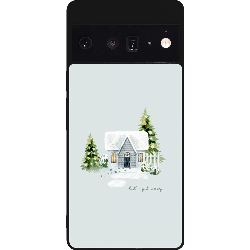 Coque Google Pixel 6 Pro - Silicone rigide noir Winter 25 Cosy House
