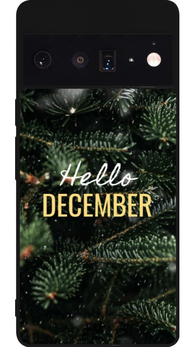 Coque Google Pixel 6 Pro - Silicone rigide noir Winter 25 Winter hello december