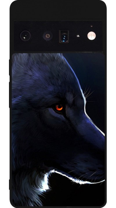 Coque Google Pixel 6 Pro - Silicone rigide noir Wolf Shape