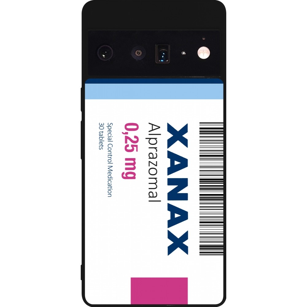 Coque Google Pixel 6 Pro - Silicone rigide noir Xanax Alprazolam 2025