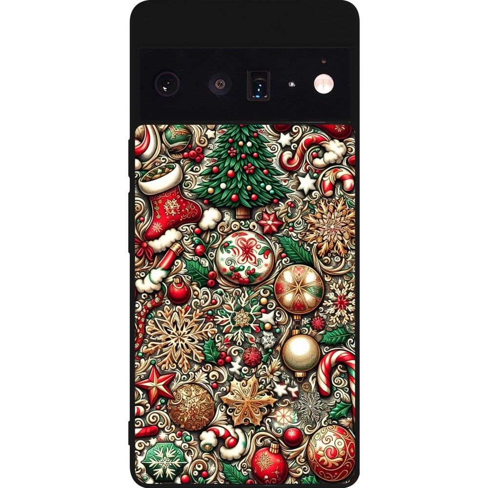 Google Pixel 6 Pro Case Hülle - Silikon schwarz Weihnachten 2023 Mikromuster