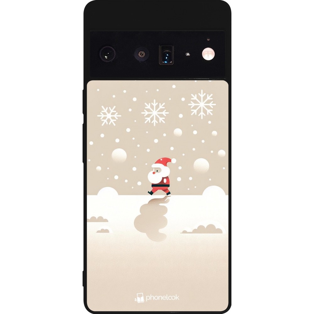 Google Pixel 6 Pro Case Hülle - Silikon schwarz Weihnachten 2023 Minimalistischer Weihnachtsmann