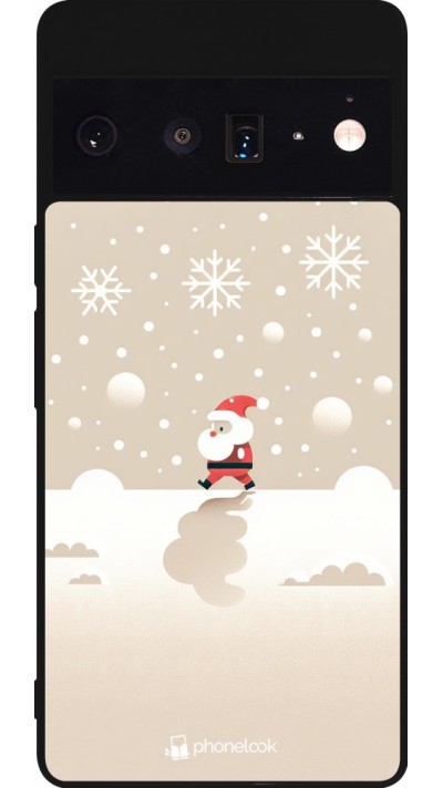 Coque Google Pixel 6 Pro - Silicone rigide noir Noël 2023 Minimalist Santa